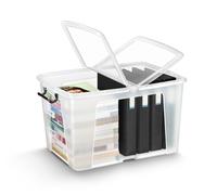 Boîte de rangement transparente à couvercle clipsable 65 litres