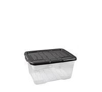 Strata Curve Lot de 3 boîtes de rangement avec couvercle noir, 10 litres, 35 x 28 x 16 cm, transparentes