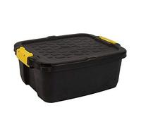 Strata Lot de 3 boîtes de rangement robustes - 24 litres - 50 x 40 x 20 cm - Résistant à 350 kg - Noir/jaune