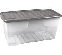 Strata Lot de 4 boîtes de rangement empilables courbes en plastique de 80 litres avec couvercles à clipser, pack de 4, boîte de rangement polyvalente pour solution de rangement maison et bureau, boîte