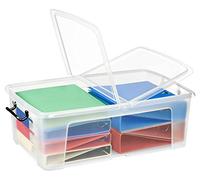 Strata Smart Box-Boîte de Rangement avec Couvercle clipsé et poignées-Transparent, 50 Litre