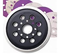 StratoNex Disque abrasif de 125 mm compatible avec Bosch GEX 125-1 AE 8 | Matériau PU, design à crochet court, avec 6 disques abrasifs en PET violet (P80/P120/P240), pour ponceuse excentrique