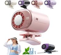 StrAumptious Ventilateur de clip pour voiture avec écran LED, climatiseur portable USB, rotation à 360°, 199 vitesses, violet (rose)