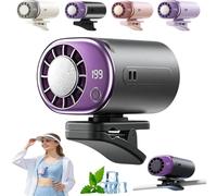StrAumptious Ventilateur de clip pour voiture avec écran LED, climatiseur portable USB, rotation à 360°, 199 vitesses, violet (violet foncé)