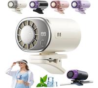 StrAumptious Ventilateur de voiture à clipser avec écran LED, climatiseur USB portable, rotation à 360°, 199 vitesses, violet (blanc)