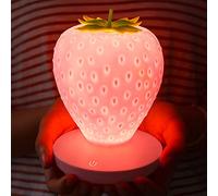 Strawberry Night Light for Kids, LED Cute Silicone Strawberry Lamp USB Rechargeable Bedside Feeding Lamp Creative 3 Gear Touch Lighting,Lights Gift for Valentine's Day Anniversary Wedding Birthday