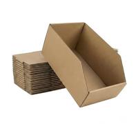 STRBOXONG 10x Bacs à Bec en Carton Ondulé Kraft - Boite de Rangement Ouverte 30x20x15cm pour Rayonnage, Atelier, Garage - Organisateur Vis, Outils & Pièces Détachées - Solide & Recyclable