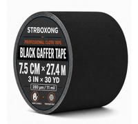 STRBOXONG Gaffer Noir 1 Rouleau 7,5 cm x 27,4 m, Ruban Adhésif Toilé | Ruban adhésif toilé mat, gaffeur, chatterton noir, duct tape, câbles groupés, stands, plateaux vidéo, découpe main