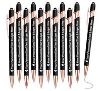 STREADVE Stylo Personnalisé avec Prénom Logo 10 Stylo Personnalisable Cadeau pour Mariage Maîtresse Évènement Merci Anniversaire Collegue, Gravure Laser Haute Qualité, Noir