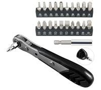 STREBITO Lot de 22 mini tournevis à cliquet 1/4 à angle droit, petite liquet à 36 dents pour espaces restreints, avec Phillips, fente, Torx, hexagonal, carré et adaptateur pour douille