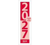 Streifenplaner Mini Rot 2027: Praktischer Streifenkalender mit Spiralbindung, Format: 8,5 x 30 cm