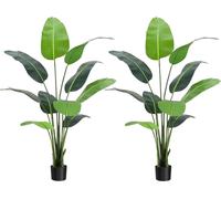 Strelitzia/Feuille de bananier Arbre artificiel - Plante en pot Lot de 2 - Hauteur 120 cm - 3XL - Matériau PE - Au sol - Pour l'intérieur et l'extérieur
