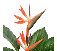 Strelitzia Plante artificielle avec pot rouge et vert 100 cm de haut en plastique et fer 1 pièce pour salon, bureau, balcon, intérieur et extérieur, décoration facile d'entretien