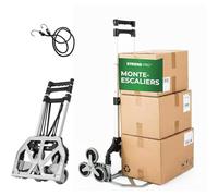 STREND PRO Diable Monte-Escalier 80kg | Diable Pliable avec Systeme A 3 Roues | Chariot Robuste pour Escaliers & Marches | Diable Reglable en Hauteur & Compact