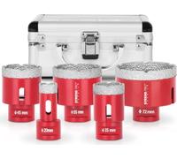STREND PRO Kit de Scies Cloches Diamantées pour Carrelage, Verre et Grès | 20-35-45-55-72 mm | Filetage M14 pour Meuleuse d’Angle | Mallette en Aluminium | Céramique et Granit | Coupe Rapide