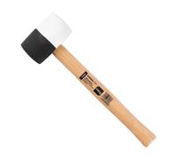 STREND PRO Maillet en caoutchouc HM232, poids 340 g, tête noire et blanche, manche en bois | Longueur env. 290 mm | Marteau de montage pour matériaux délicats