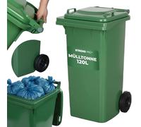 STREND PRO Poubelle 120 L vert avec couvercle et 2 roues | Conteneur à déchets extérieur en HDPE | Maison et jardin