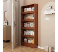 Stretto Libreria Étagère ouverte à 5 étages derrière la porte pour salon, bureau, cuisine, bibliothèque en bois peu encombrante, design moderne fourrure