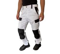 STRIKER - Pantalon de Travail Multi-Poches Blanc Homme | Gamme Expert | Stretch/Élastique & Renforcé | Tailles S à 2XL | ST-2553