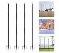 String Lights Poles - Lot de 4 barres en métal de 3 m pour guirlande lumineuse - Barre extérieure stable avec fourchette et pointe - Pour jardin, terrasse, balcon, mariage, fête, éclairage de Noël