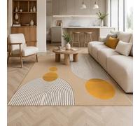Strloepr Tapis, 110 x 160 cm, Géométrie Moderne Beige Jaune Blanc Noir, Tapis Salon Chambre Cuisine Décoration Maison,Dessous antidérapant, Lavable,