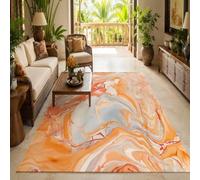 Strloepr Tapis, 155 x 155 cm, Abstrait Moderne Orange Rouge Beige Gris, Tapis Salon Chambre Deco Chambre Ado Fille Garcon Aesthetic Maison,