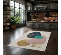 Strloepr Tapis Chambre Adulte, 160 x 230 cm, Abstrait Bleu Vert Rose Jaune Beige, Tapis Salon Salle a Manger Cuisine Décoration Maison Canapé Lit,