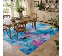 Strloepr Tapis Chambre Adulte, 160 x 260 cm,Abstrait Bleu Rose Jaune Blanc, Tapis Salon Canapé Lit Salle a Manger Decoration Maison Interieur,