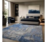 Strloepr Tapis Chambre Adulte, 180 x 200 cm, Abstrait Moderne Bleu Gris Blanc, Tapis Salon Canapé Convertible Salle a Manger Decoration Maison,