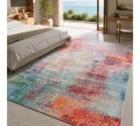 Strloepr Tapis Chambre Adulte, 180 x 200 cm, Abstrait Moderne Rouge Bleu Orange Gris Beige, Tapis Salon Canapé Convertible Salle a Manger Decoration Maison,