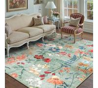 Strloepr Tapis de Chaise Gaming Bureau Salon Chambre Adulte Salle a Manger Cuisine,Motifs Floraux Vert, Orange, Rouge, Bleu, 90 x 150 cm