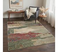 Strloepr Tapis Entree Interieur Salon Chambre à Coucher Salle a Manger Cuisine,Abstrait Moderne Vert, Rouge, Beige, Gris, 80 x 150 cm