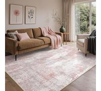 Strloepr Tapis Entree Interieur Salon Chambre Adulte Salle a Manger Cuisine,Motif Abstrait Moderne Rose, Gris et Blanc, 70 x 140 cm