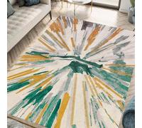 Strloepr Tapis Grand Salon Chambre Salle a Manger Antidérapant Lavable en Machine,Abstrait Vert, Jaune, Orange, Gris, Blanc, 200 x 300 cm