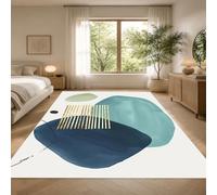 Strloepr Tapis Lavable en Machine, 60 x 120 cm, Abstrait Moderne Bleu Jaune Vert Noir Blanc, Tapis Entree Interieur Salon Chambre Adulte Salle a Manger Cuisine,