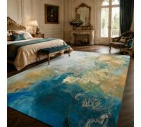 Strloepr Tapis Lavable en Machine, 60 x 90 cm, Abstrait Moderne Bleu Jaune Vert, Tapis Paillasson Entree Interieur Salon Chambre Cuisine,