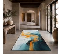 Strloepr Tapis Lavable en Machine, 60 x 90 cm, Abstrait Moderne Orange Jaune Vert Noir Blanc, Tapis Paillasson Entree Interieur Salon Chambre Cuisine,