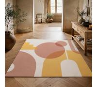 Strloepr Tapis Lavable en Machine, 80 x 150 cm, Géométrique Moderne Taupe Marron Blanc, Tapis Entree Interieur Salon Chambre à Coucher Salle a Manger Cuisine,