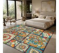 Strloepr Tapis Lavable en Machine, 90 x 150 cm, Abstrait Floral coloré, Tapis de Chaise Gaming Bureau Salon Chambre Adulte Salle a Manger Cuisine,
