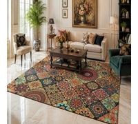 Strloepr Tapis Lavable en Machine, 90 x 150 cm, Motif géométrique Abstrait coloré, Tapis de Chaise Gaming Bureau Salon Chambre Adulte Salle a Manger Cuisine,
