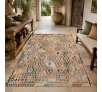 Strloepr Tapis Lavable en Machine, 90 x 150 cm, Vintage coloré Beige Vert Bleu Rouge Violet Rose, Tapis de Chaise Gaming Bureau Salon Chambre Adulte Salle a Manger Cuisine,