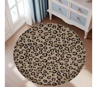 Strloepr Tapis Rond Salon Chambre,Round 160 cm,Imprimé léopard Noir Moderne Couleurs Neutres Taupe, Tapis Meubles Chaise Coiffeuse Commode Salle a Manger Cuisine Décoration Maison,