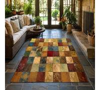 Strloepr Tapis Salon, 185 x 245 cm, Motif Vintage Rouge Marron Bleu Vert Beige Jaune, Tapis Chambre Adulte Salle a Manger Decoration Maison Interieur,