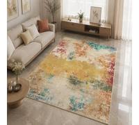Strloepr Tapis Salon, 200 x 240 cm, Abstrait Moderne Jaune Rouge Bleu Gris Beige, Tapis Lavable Chambre Adulte Salle a Manger Decoration Maison,
