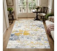 Strloepr Tapis Salon, 200 x 280 cm, Abstrait Moderne Jaune Gris Blanc Bleu, Tapis Grand Chambre Salle a Manger Antidérapant Lavable en Machine,