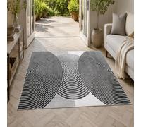 Strloepr Tapis Salon, 200 x 290 cm, Art géométrique Abstrait Moderne Noir Blanc Gris, Tapis Grand Chambre Salle a Manger Bureau Antidérapant Lavable,