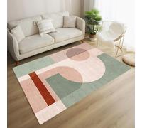 Strloepr Tapis Salon Chambre Adulte Ameublement Decoration Maison Interieur, géométrique Moderne Vert, Beige, Marron, 180 x 180 cm