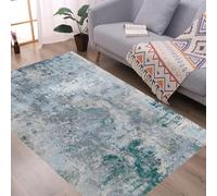 Strloepr Tapis Salon Chambre Adulte Salle a Manger Decoration Maison Interieur,Abstrait Moderne Bleu, Vert, Gris, Blanc, 200 x 200 cm