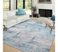Strloepr Tapis Salon Chambre Adulte Salle a Manger Decoration Maison Interieur,Motif Abstrait Moderne Bleu, Gris, Blanc, 200 x 200 cm
