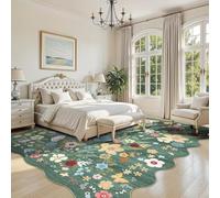 Strloepr Tapis Salon Chambre Adulte Salle a Manger Decoration Maison Interieur,Motifs Floraux Verts, Rouges, Bleus et Jaunes, 200 x 200 cm